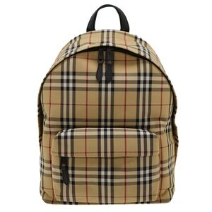 Burberry Jett Backpack Vintage Check Beige Nylon Canvas New